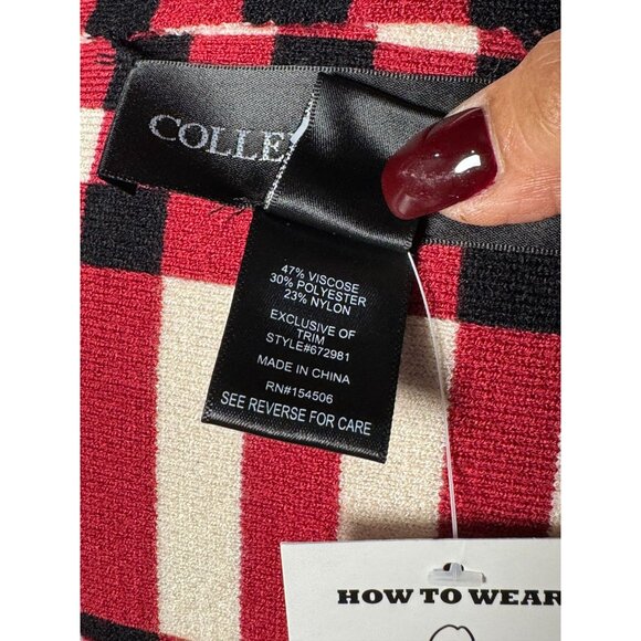NEW Colleen Lopez Womens Plaid Fringed Wrap Shawl XL Red Black Cozy Chic Cape - Picture 6 of 10